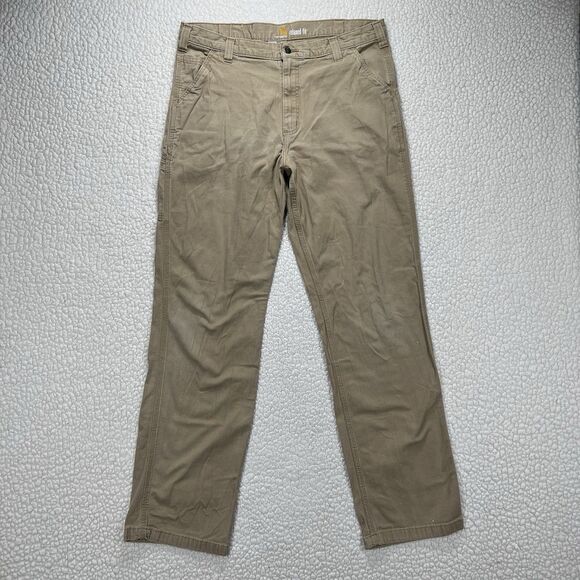 Carhartt Relaxed Fit Canvas Pants Mens 38x36 (Actual 36x35) Tan Workwear Utility - Picture 2 of 9
